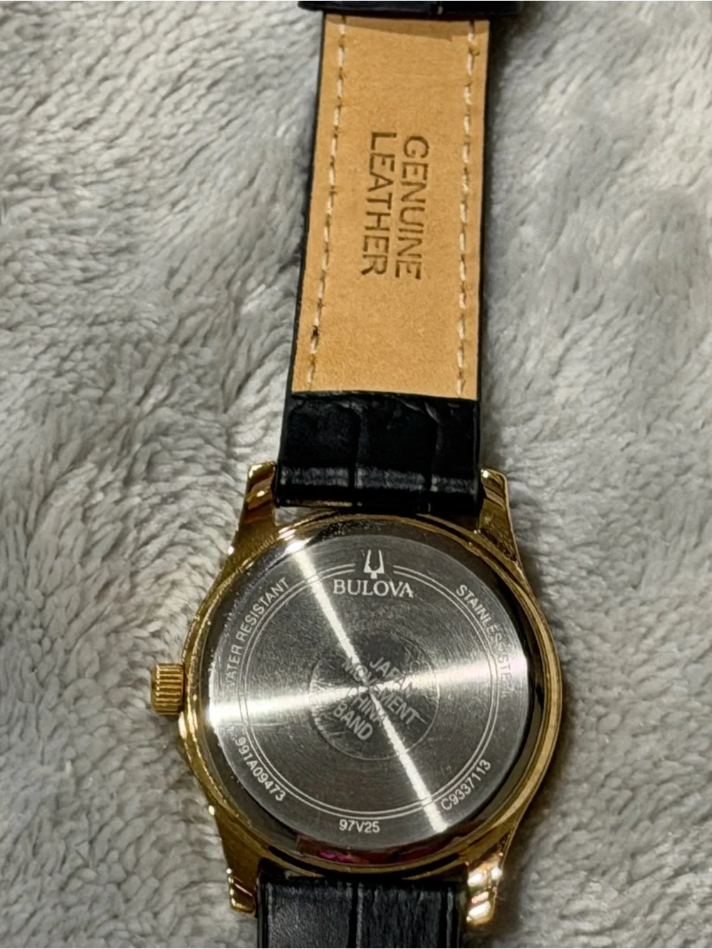 Bulova Gold Dial Watch with Black Strap